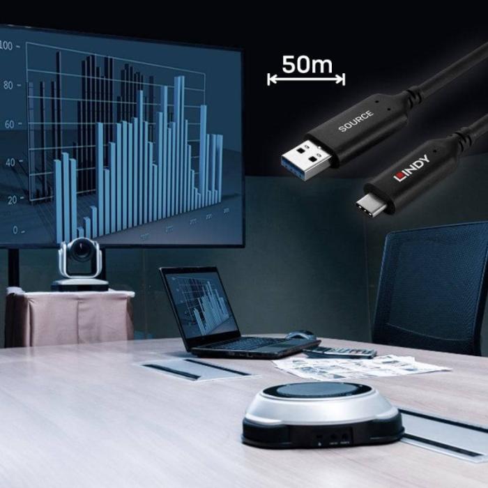 Lindy 50m USB 3.2 Gen 1 Type A to C Fibre Optic Hybrid Cable — image 5 of 10