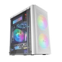 Mars Gaming MC300W Micro ATX Tempered Glass PC Case 3xFrGB Fan White