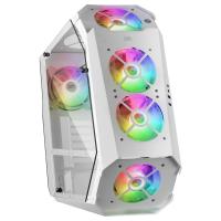 Mars Gaming MC51W White PC Gaming ATX Double Tempered Glass Case 5x RGB 12cm Fan