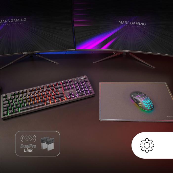 Mars Gaming MCPWXPT keyboard Mouse included RF Wireless + USB QWERTY Portuguese Black — image 11 of 34