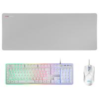 Mars Gaming MCPXWES Combo Keyboard H-Mech FRGB Ultralight Mouse 10000DPI and XXL Mousepad White Spanish Language