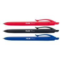 Milan BWM10254 Black, Blue, Red Clip-on retractable ballpoint pen 4 pc(s)