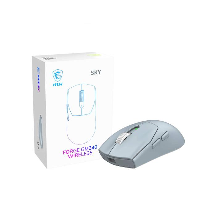 MSI Forge Gm340 Wireless Sky mouse Gaming Ambidextrous RF Wireless + Bluetooth Optical 12000 DPI