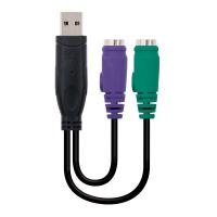 Nanocable 10.03.0101 PS/2 cable 0.15 m 2x 6-p Mini-DIN USB A Black