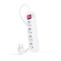 Nanocable 4-socket power strip with switch, 1.4 metres White