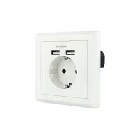 Nanocable Schuko wall plug base with 2 USB sockets Max. 2.4A, White