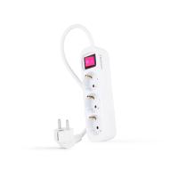 Nanocable Socket Strip with 3 Sockets with Switch, 1.4 m, White