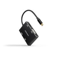 Nanocable USB-C/M to HDMI/F + DVI/F + DP/F + VGA/F Converter, Black, 10 cm