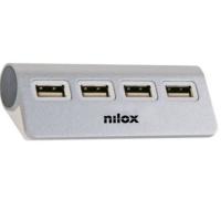 Nilox HUB 4 PORTE USB 2.0 ALLUMINIO 480 Mbit/s Grey