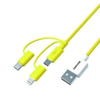 Pantone PT-USB003Y1 USB cable 1.2 m USB A USB C/Micro USB A/Lightning Yellow