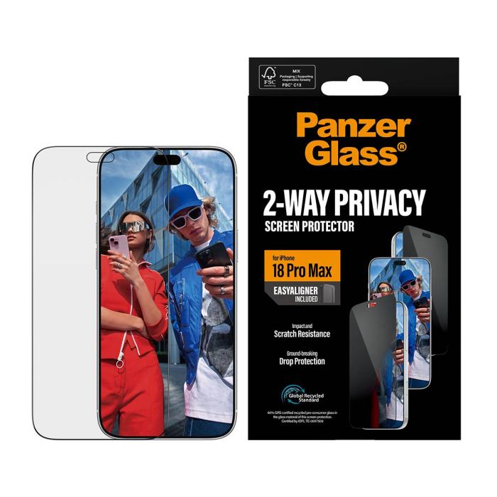 PanzerGlass ® 2-Way Privacy Screen Protector iPhone 18 Pro Max | Ultra-Wide Fit w. EasyAligner — image 2 of 14