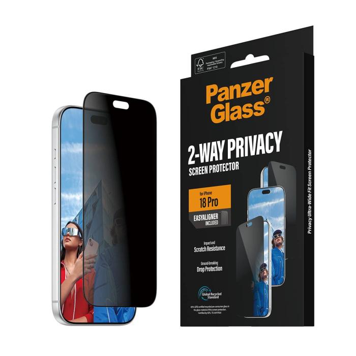 PanzerGlass ® 2-Way Privacy Screen Protector iPhone 18 Pro | Ultra-Wide Fit w. EasyAligner — image 14 of 14