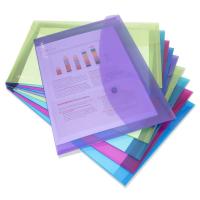 Rapesco ECO Recycled A4+ Popper Wallet – Assorted Bright Transparent – Pack of 10