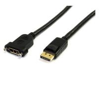StarTech.com 3ft (1m) Panel Mount DisplayPort Cable - 4K x 2K - DisplayPort 1.2 Extension Cable Male to Female - DP Video Extender Cord with Panel Mount DP Connector - DP Monitor Cable