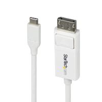 StarTech.com 6ft (2m) USB-C to DisplayPort 1.2 Cable, Bidirectional, 4K 60Hz, White Video Adapter Cord for Apple MacBook Pro / Air M1 M2 M3 M4, Mac Mini / Studio, Thunderbolt Compatible