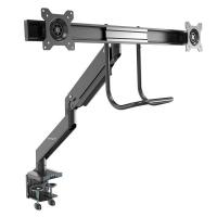 StarTech.com Desk Mount Dual Monitor Arm with USB & Audio - Slim Full Motion Adjustable Dual Monitor VESA Mount for up to 32'' Displays - Ergonomic Articulating - C-Clamp/Grommet