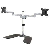 StarTech.com Dual Monitor Stand - Ergonomic Desktop Monitor Stand for up to 32'' VESA Displays - Free-Standing Articulating Universal Computer Monitor Mount - Adjustable Height - Silver