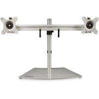 StarTech.com Dual Monitor Stand - Ergonomic Free Standing Dual Monitor Desktop Stand for two 24'' VESA Mount Displays - Synchronized Height Adjustable - Double Monitor Pole Mount - Silver