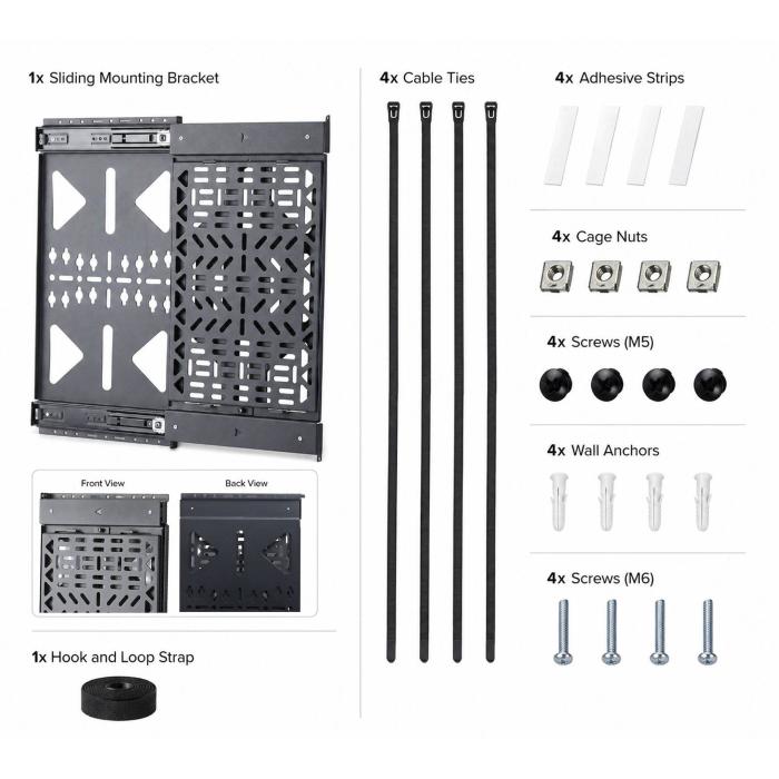StarTech.com Slide-Out AV Component Storage Panel, Cable Box and Accessories Mounting, 22lb (10kg) Max, Behind-TV Media Wall — image 12 of 12