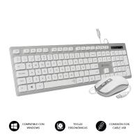 SUBBLIM SUBKBC-CEKE60 keyboard Mouse included Universal USB QWERTY Spanish Silver, White