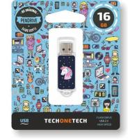TECH1TECH Unicornio dream USB flash drive 16 GB USB Type-A 2.0 Blue, Transparent