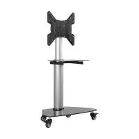 Tripp Lite DMCS3255SG62 Premier Rolling TV Cart for 32” to 55” Displays, Black Glass Base and Shelf, Locking Casters