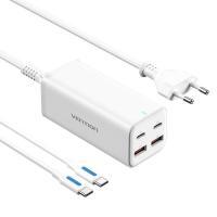 Vention 4-Port USB (C + C + A + A) GaN Charger (100W/100W/18W/18W) EU-Plug White