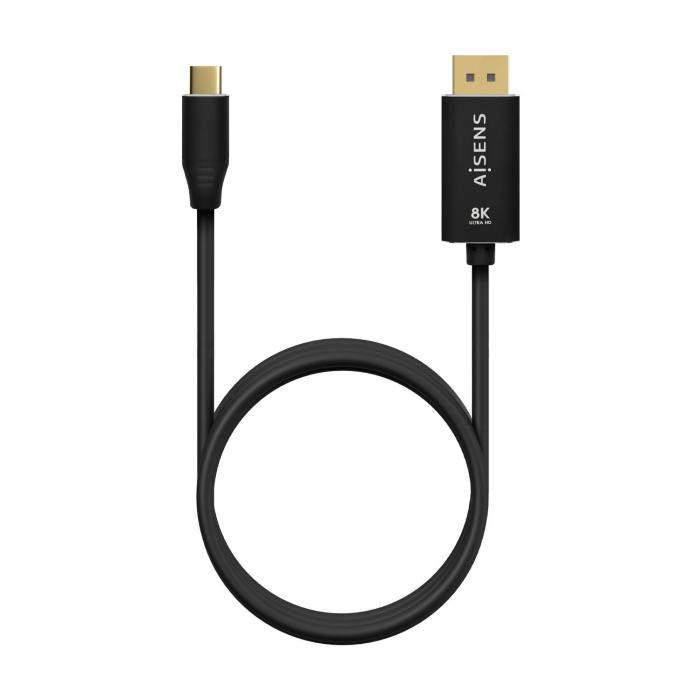 AISENS Cable Conversor Aluminio USB-C a Displayport 8K@60Hz, USB-C/M-DP/M, Negro, 1.8M — imagen 3 de 3