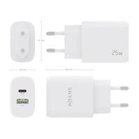 AISENS Cargador 25W, 1xUSB-C PD3.0, 1xUSB-A QC3.0, Blanco, ver imagen 4 de 5