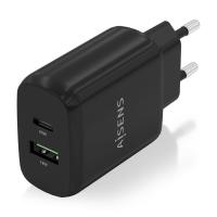 AISENS Cargador 25W, 1xUSB-C PD3.0, 1xUSB-A QC3.0, Negro, ver imagen 2 de 5