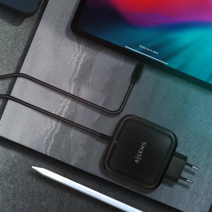 AISENS Cargador 65W PD3.0 QC3.0 1XUSB-C 1.2M, Negro — imagen 5 de 5