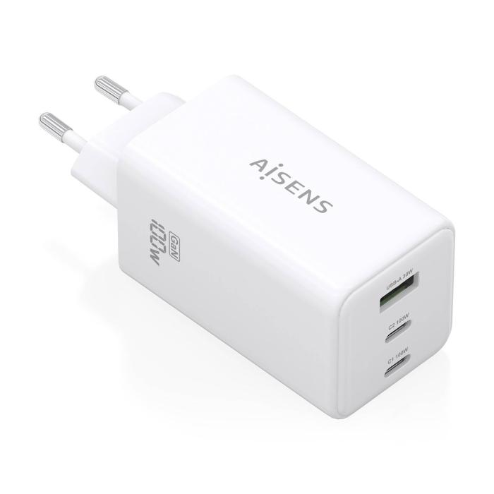 AISENS Cargador GaN 100W, 2x USB-C PD3.0 QC4.0 QC5.0, 1x USB-A QC3.0, Blanco — imagen 8 de 14
