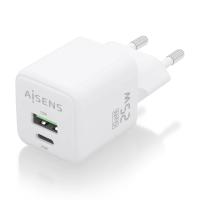 AISENS Cargador GaN 25W, 1xUSB-C PD3.0 QC4.0, 1xUSB-A QC3.0, Blanco, ver imagen 2 de 6