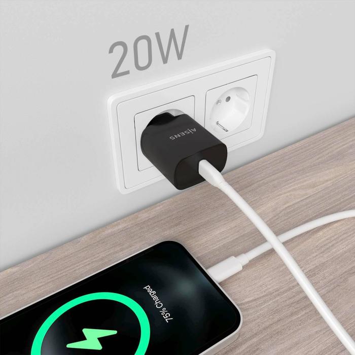 AISENS Cargador USB-C PD3.0 1 Puerto 1xUSB-C 20W, Negro — imagen 5 de 5