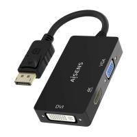 AISENS Conversor Displayport V1.2 a VGA/DVI/HDMI, DP 1.2/M-VGA/H-DVI/H-HDMI/H 4K, Negro, 15cm, ver imagen 3 de 5