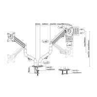 AISENS Soporte de Mesa ECO Contrapeso Giratorio e Inclinable para Monitor/TV 8Kg (3 Pivotes, 2 Brazos) de 17-32, Negro, ver imagen 7 de 9