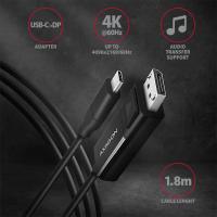 Axagon RVC-DPC adaptador de cable de vídeo 1,8 m USB Tipo C DisplayPort Negro