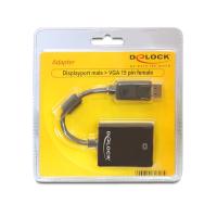 DeLOCK 61848 adaptador de cable de vídeo 0,125 m VGA (D-Sub) DisplayPort Negro