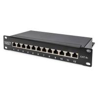 Digitus Panel de conexión CAT 6A, apantallado, 12 puertos 1UA, 10'', negro