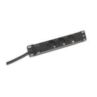 Digitus Regleta de enchufes con perfil de aluminio, toma de alimentación con 3 tomas de tierra, enchufe de seguridad con cable de 2 m