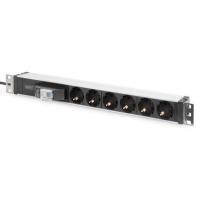Digitus Regleta eléctrica con perfil de aluminio, toma de corriente con toma de tierra de 6 clavijas e interruptor