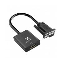 Ewent EW9866 adaptador de cable de vídeo 0,202 m VGA (D-Sub) HDMI + 3.5mm Negro
