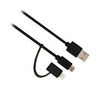 Ewent EW9909 1m USB A Micro-USB B/Lightning Negro cable de teléfono móvil
