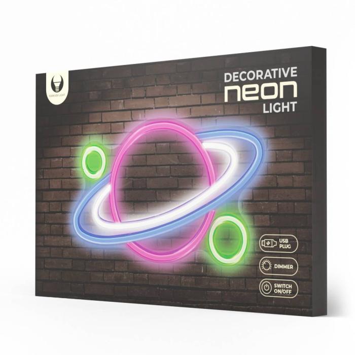 Forever Light Neon PLEXI LED PLANET multicolor FPNE05X Figura iluminada decorativa — imagen 3 de 6