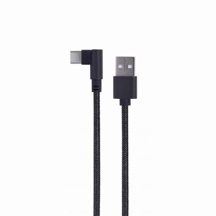 Gembird Cable de datos y carga USB tipo C en ángulo, 0,2 m, negro — imagen 2 de 2