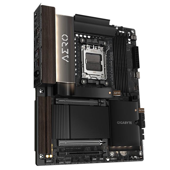 GIGABYTE X870E AERO X3D DARK WOOD Placa Base – Compatible con CPUs AMD Ryzen 9000, VRM digital de 16+2+2 fases, hasta 9000 — imagen 10 de 14