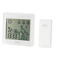 Hama | Estación meteorológica interior y exterior con Reloj digital (Weather station con función reloj y fecha, medición temperatura y humedad y con pronóstico del tiempo) Blanco
