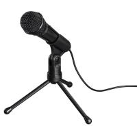 Hama | Micrófono con trípode, conexión jack 3,5mm, ideal para Podcast o conferencias, color negro.