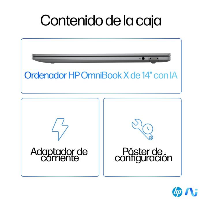 HP OmniBook X 14-fe0006ns Copilot+ PC Snapdragon X1E-78-100 Portátil 35,6 cm (14'') Pantalla táctil 2.2K 16 GB LPDDR5x-SDRAM — imagen 5 de 56