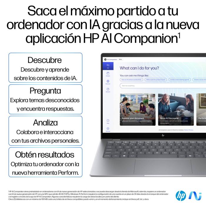 HP OmniBook X 14-fe0006ns Copilot+ PC Snapdragon X1E-78-100 Portátil 35,6 cm (14'') Pantalla táctil 2.2K 16 GB LPDDR5x-SDRAM — imagen 11 de 56